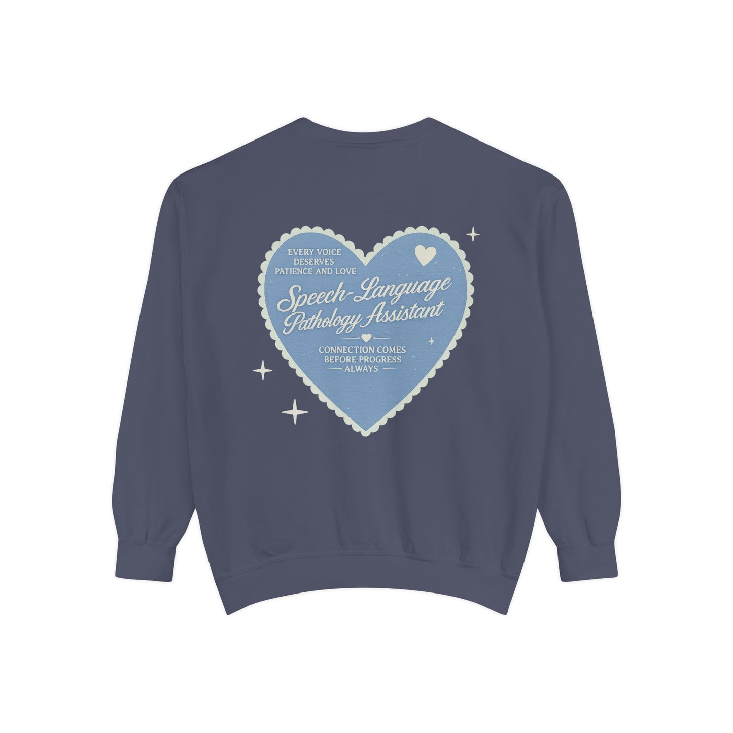 SLPA Heart Patch Comfort Colors Sweatshirt | Front and Back Print