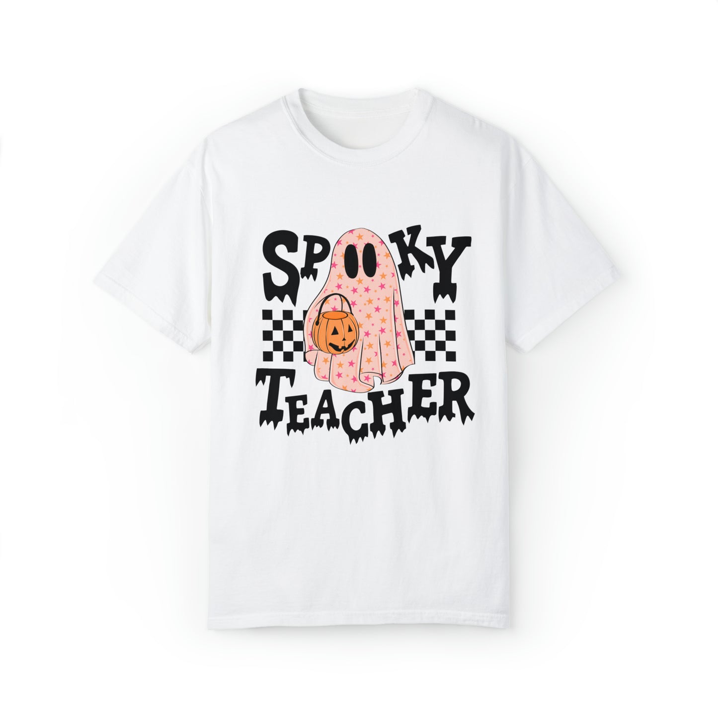 Spooky Teacher Checkerboard Comfort Colors T-Shirt