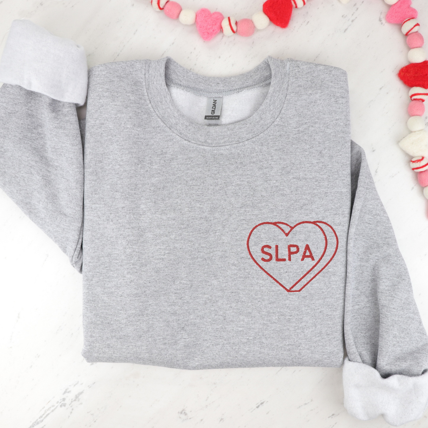 SLPA Heart Embroidered Crewneck Sweatshirt