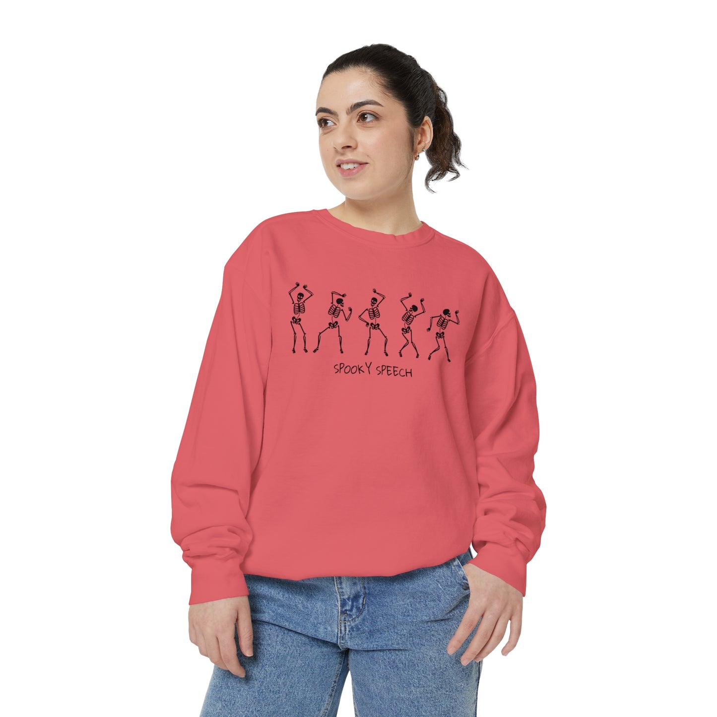 Spooky Speech Skeletons Comfort Colors Sweatshirt