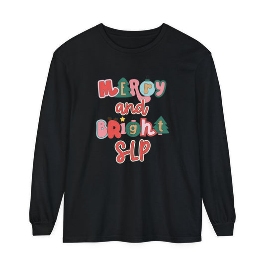 Merry and Bright SLP Long Sleeve Comfort Colors T-Shirt