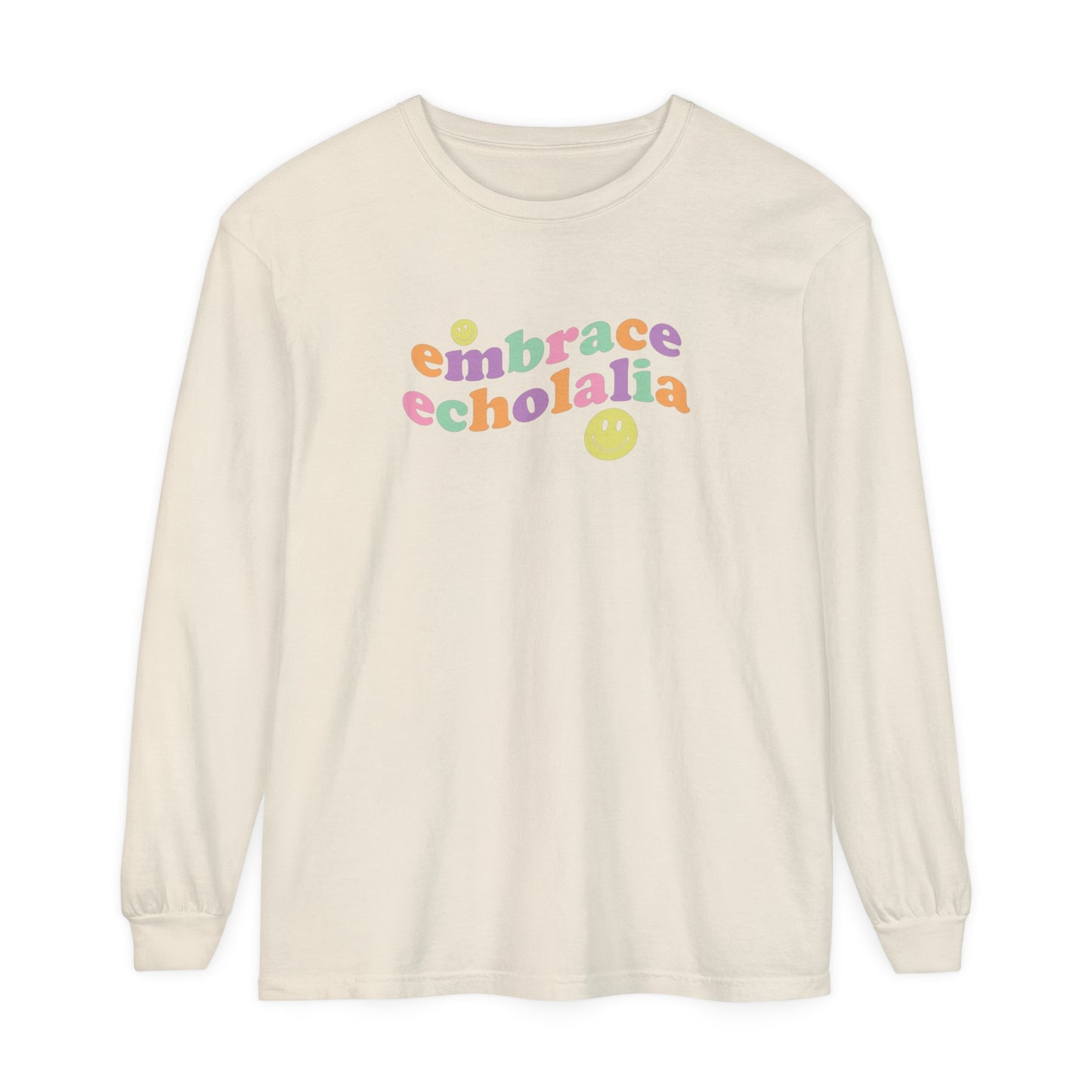 Embrace Echolalia Wavy Long Sleeve Comfort Colors T-Shirt