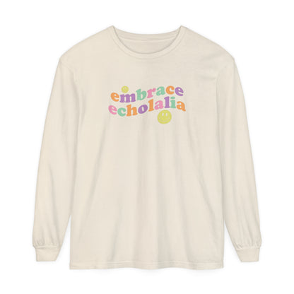 Embrace Echolalia Wavy Long Sleeve Comfort Colors T-Shirt