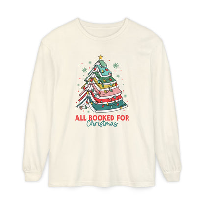 All Booked for Christmas Long Sleeve Comfort Colors T-Shirt