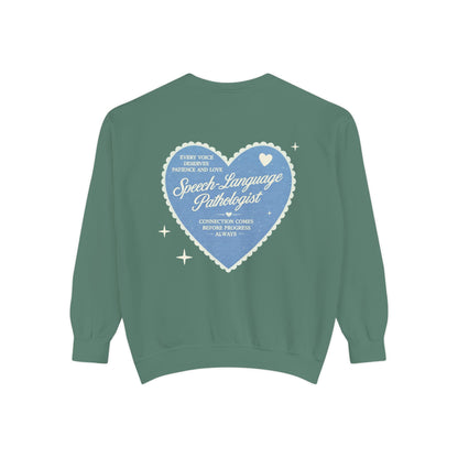 SLP Heart Patch Comfort Colors Sweatshirt | Front and Back Print