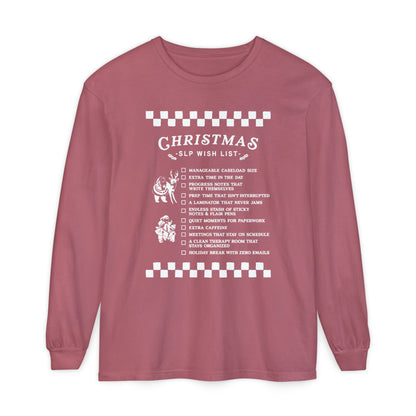 Christmas SLP Wish List Long Sleeve Comfort Colors T-Shirt