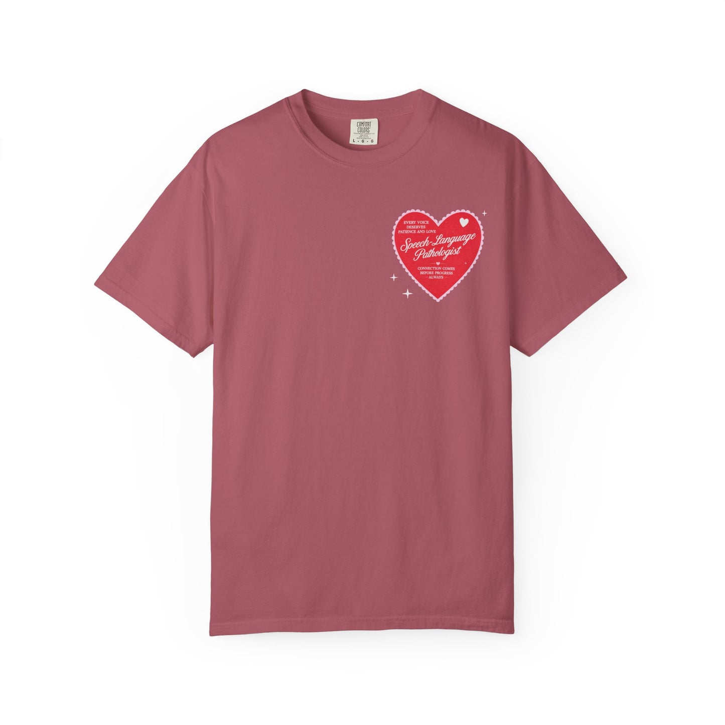 SLP Heart Patch Comfort Colors T-Shirt | Front and Back Print