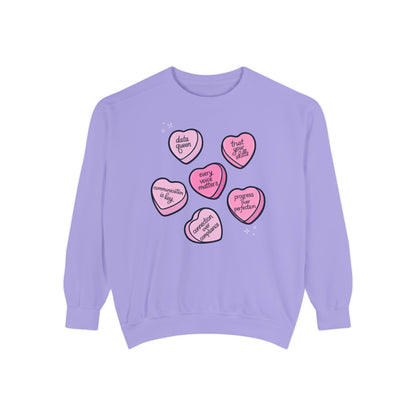 Candy Hearts Comfort Colors Sweatshirt