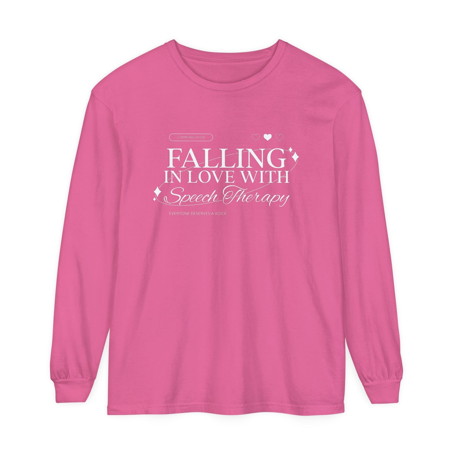 Falling in Love With Speech Therapy Long Sleeve Comfort Colors T-Shirt