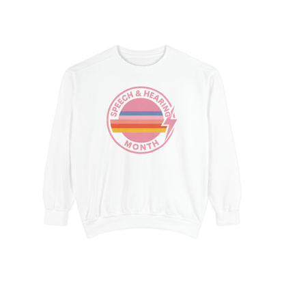 Speech & Hearing Month Retro Stripes Comfort Colors Sweatshirt