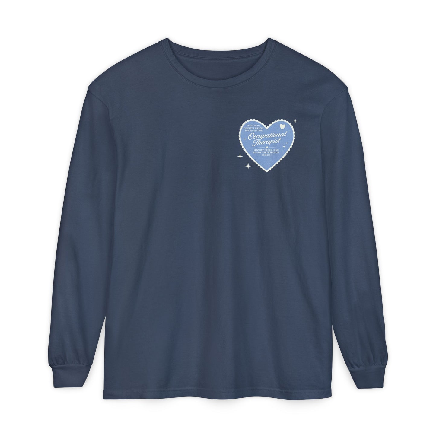 OT Heart Patch Long Sleeve T-Shirt | Front and Back Print