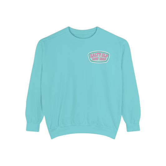 Salty SLP Surf Shop Comfort Colors Sweatshirt | Front and Back Print