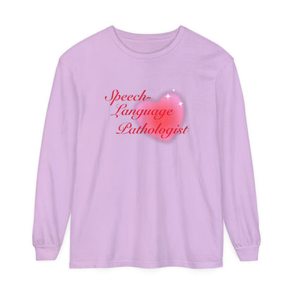 Speech-Language Pathologist Heart Long Sleeve Comfort Colors T-Shirt