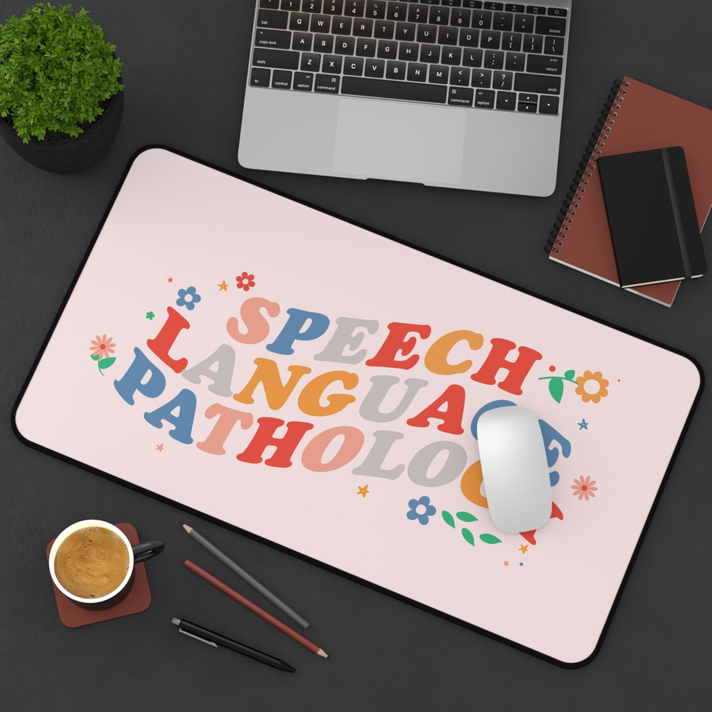 Speech Flowers Desk Mat