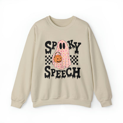 Spooky Speech Checkerboard Crewneck Sweatshirt