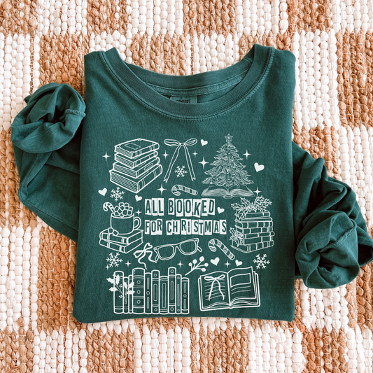 All Booked for Christmas Comfort Colors Sweatshirt
