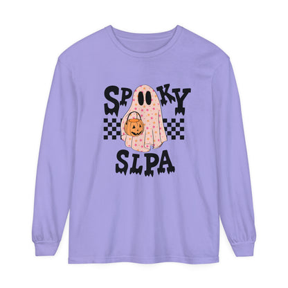 Spooky SLPA Checkerboard Long Sleeve Comfort Colors T-Shirt