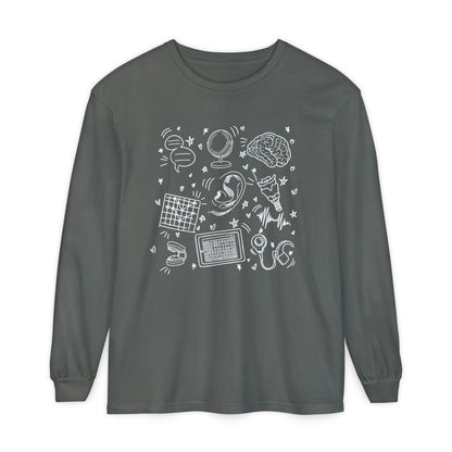 Speech & Hearing Doodles Long Sleeve Comfort Colors T-Shirt