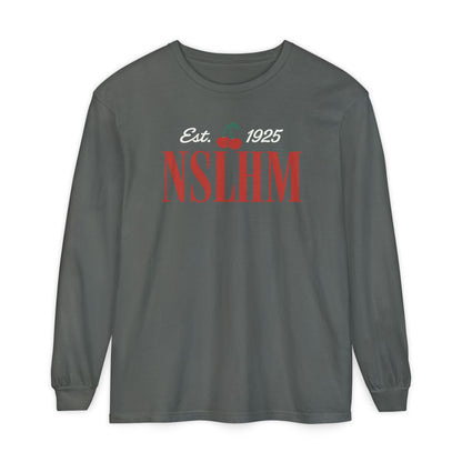 NSLHM Cherries Long Sleeve Comfort Colors T-Shirt | Front and Back Print