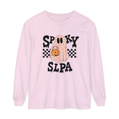 Spooky SLPA Checkerboard Long Sleeve Comfort Colors T-Shirt