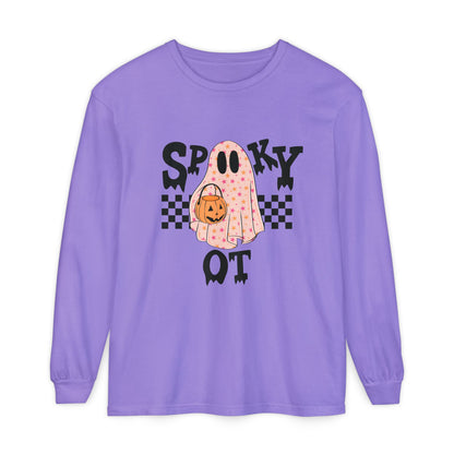 Spooky OT Checkerboard Long Sleeve Comfort Colors T-Shirt