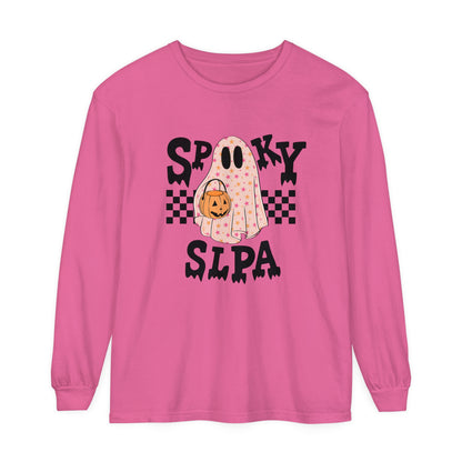 Spooky SLPA Checkerboard Long Sleeve Comfort Colors T-Shirt