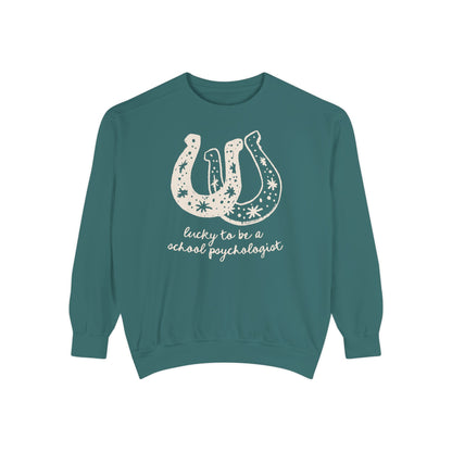 Lucky School Psychologist Horseshoe Comfort Colors Sweatshirt