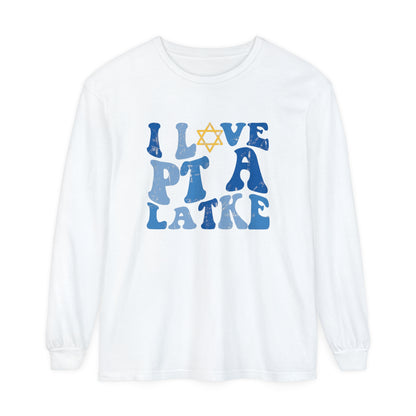 I Love PT a Latke Distressed Long Sleeve Comfort Colors T-Shirt