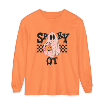 Spooky OT Checkerboard Long Sleeve Comfort Colors T-Shirt