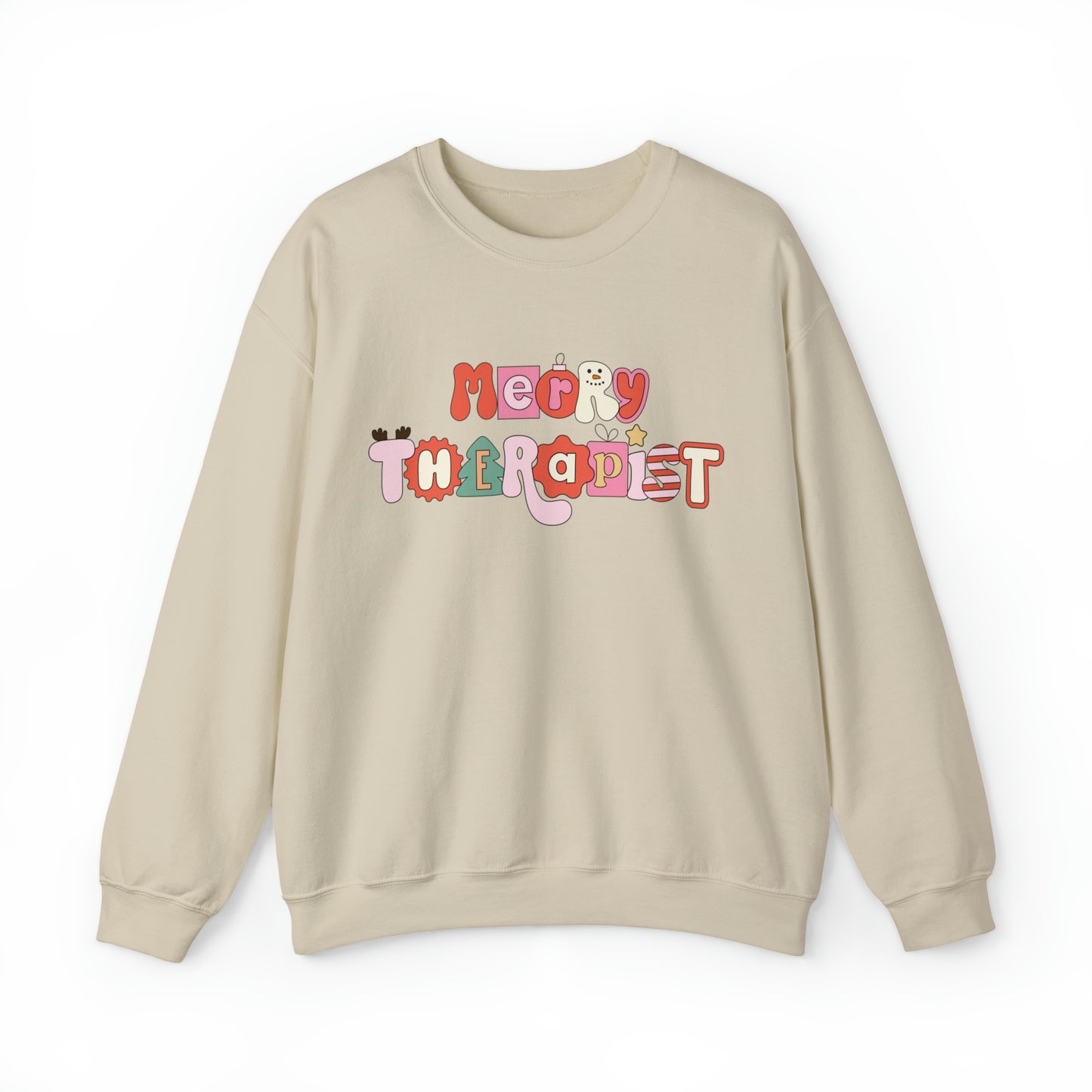Merry Therapist Retro Holiday Crewneck Sweatshirt