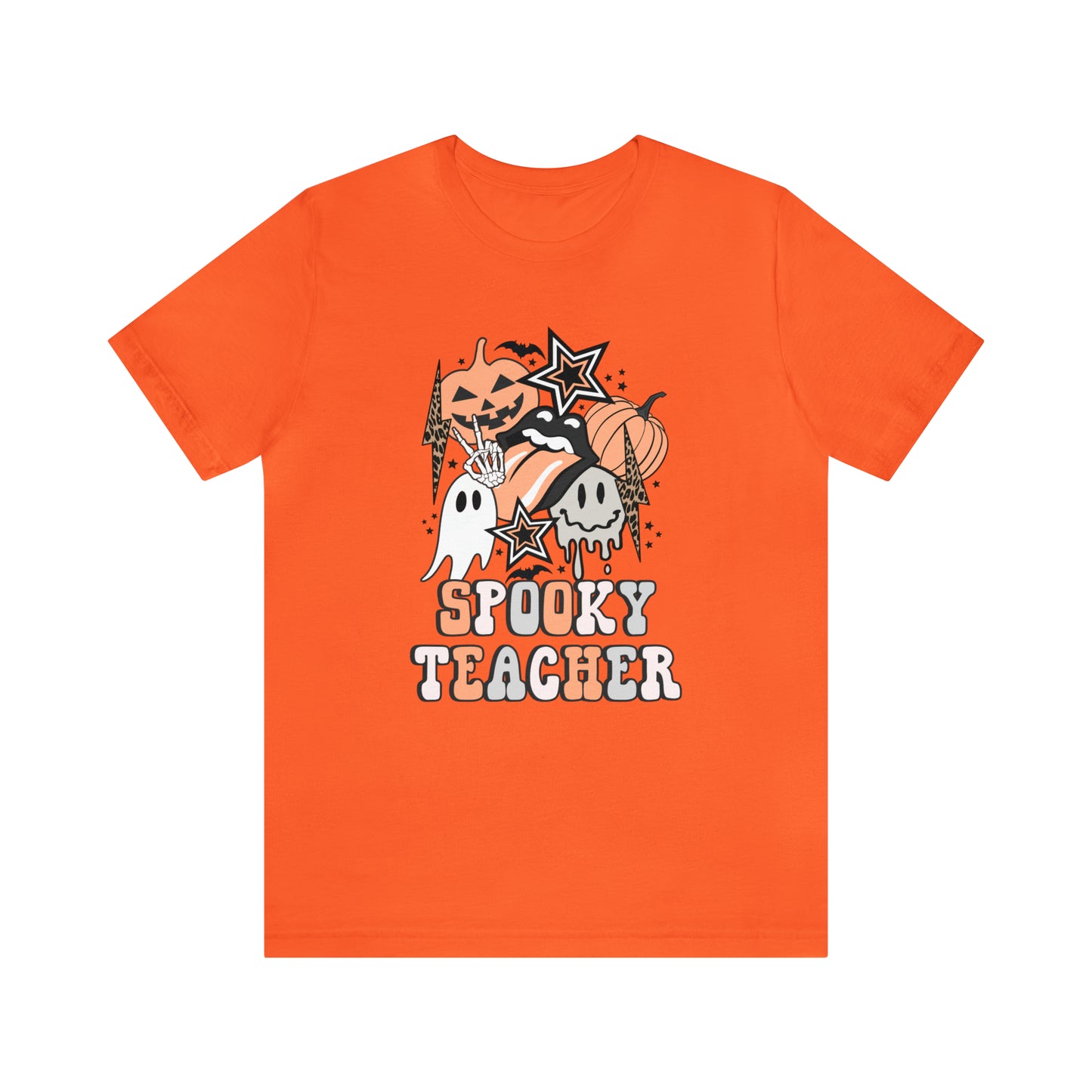 Spooky Teacher Retro Halloween Jersey T-Shirt
