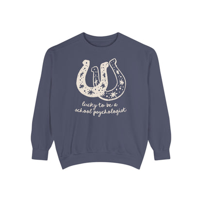 Lucky School Psychologist Horseshoe Comfort Colors Sweatshirt