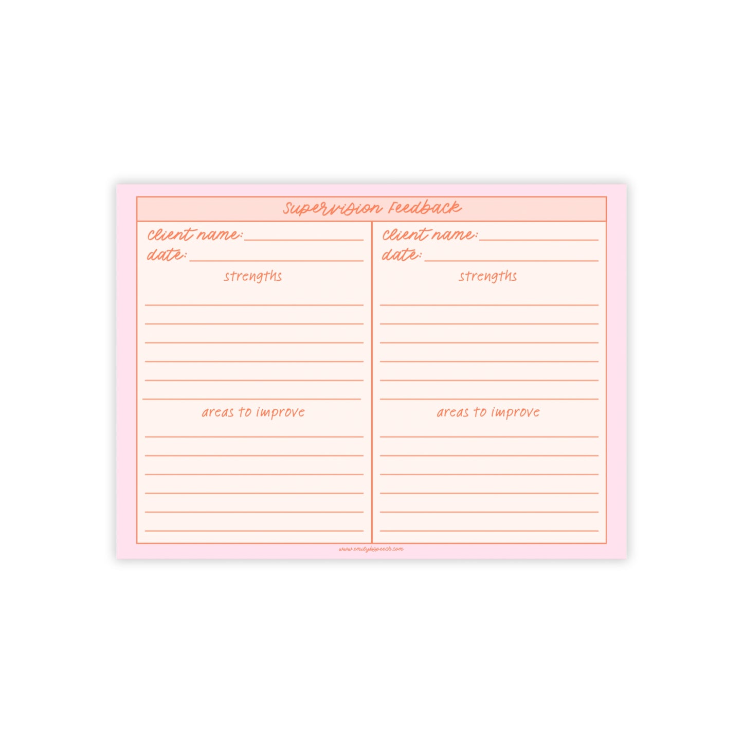 Supervision Feedback Sticky Note Pad