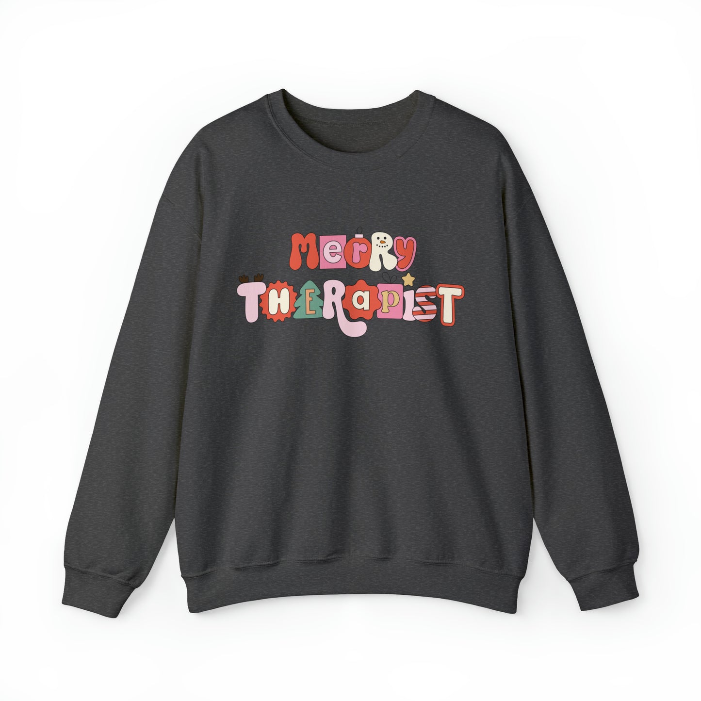 Merry Therapist Retro Holiday Crewneck Sweatshirt