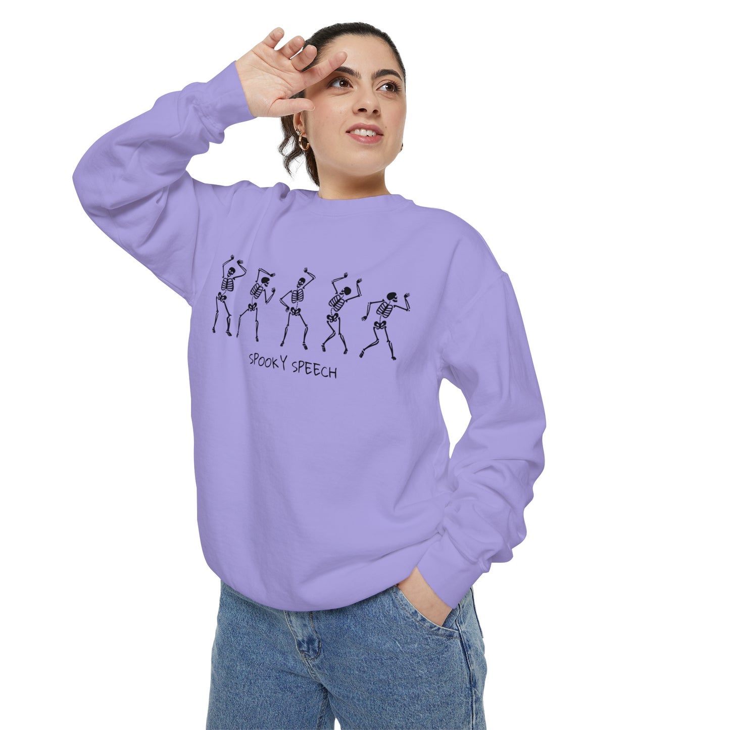 Spooky Speech Skeletons Comfort Colors Sweatshirt