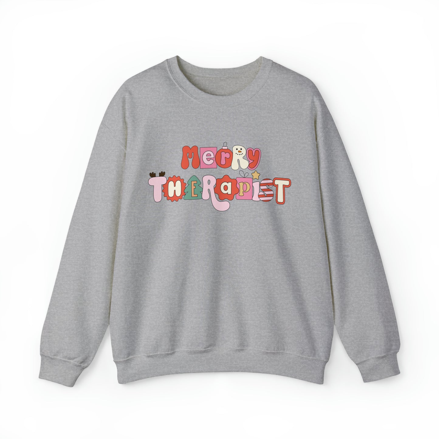 Merry Therapist Retro Holiday Crewneck Sweatshirt