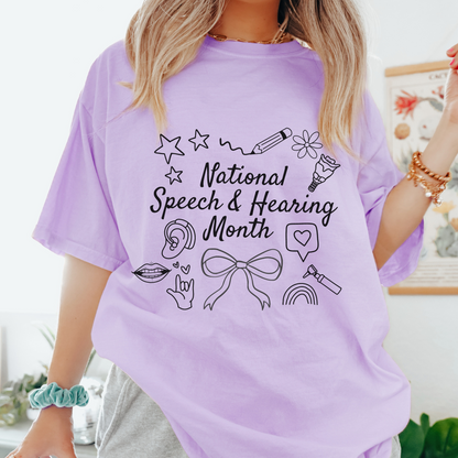 National Speech & Hearing Month Doodles Comfort Colors T-Shirt