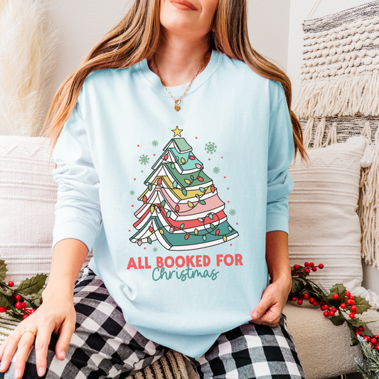 All Booked for Christmas Comfort Colors Sweatshirt