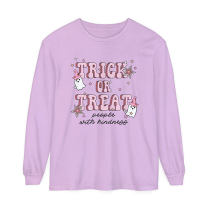 Trick or Treat People With Kindness Long Sleeve Comfort Colors T-Shirt