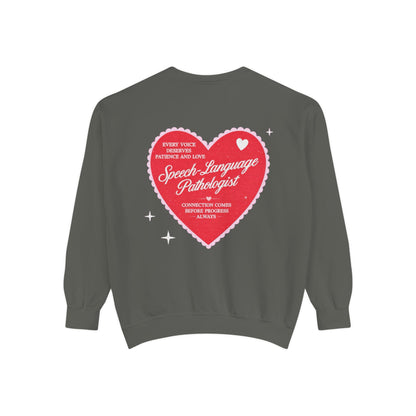 SLP Heart Patch Comfort Colors Sweatshirt | Front and Back Print