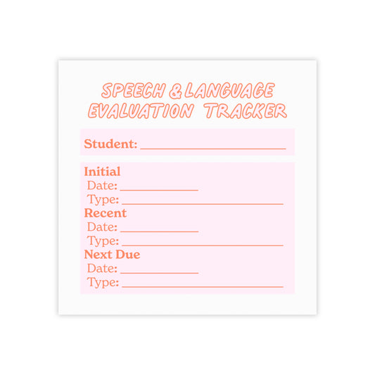 Speech/Language Evaluation Tracker Post-it® | Pink & Coral