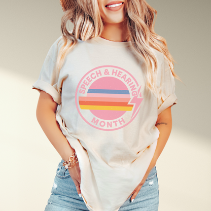 Speech & Hearing Month Retro Stripes Comfort Colors T-Shirt