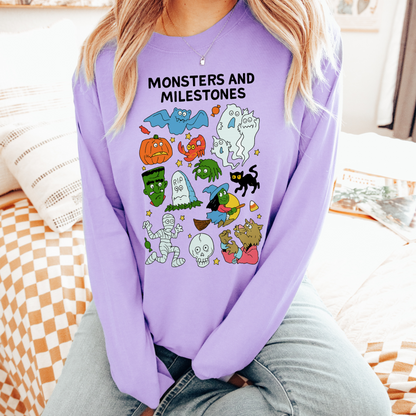 Monsters and Milestones Long Sleeve Comfort Colors T-Shirt