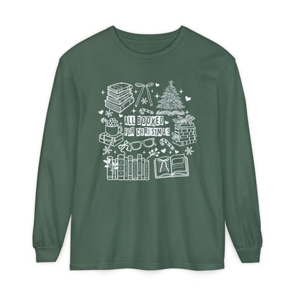 All Booked for Christmas Long Sleeve Comfort Colors T-Shirt