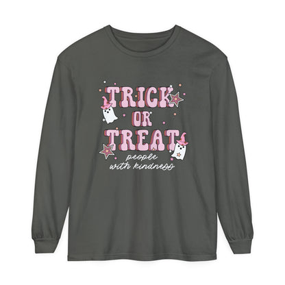 Trick or Treat People With Kindness Long Sleeve Comfort Colors T-Shirt