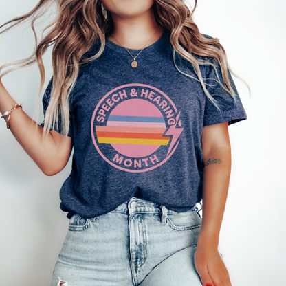 Speech & Hearing Month Retro Stripes Jersey T-Shirt