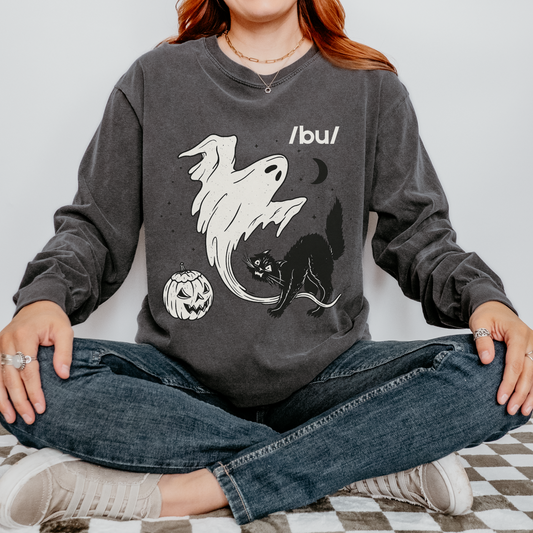 Boo Phonetic Spooky Long Sleeve Comfort Colors T-Shirt