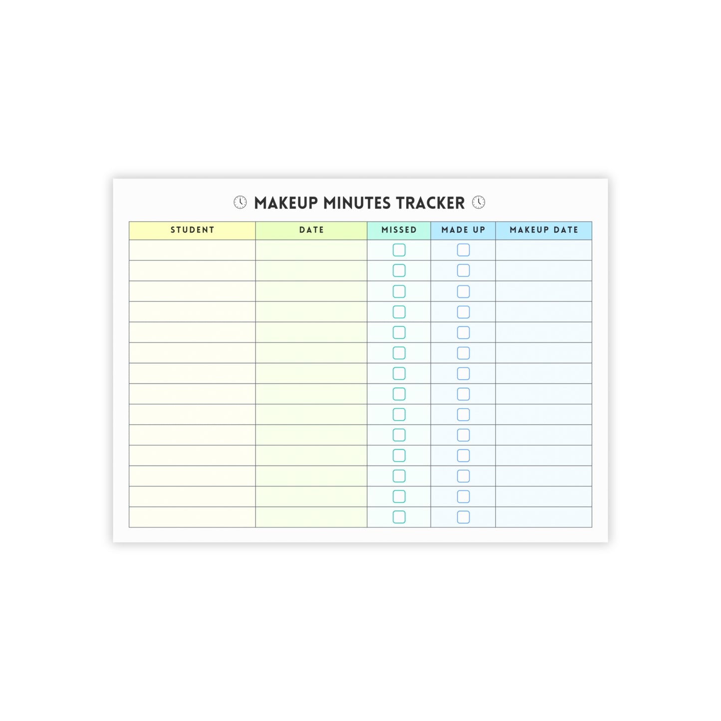 Makeup Minutes Tracker Post-it® Note Pad | Green & Blue