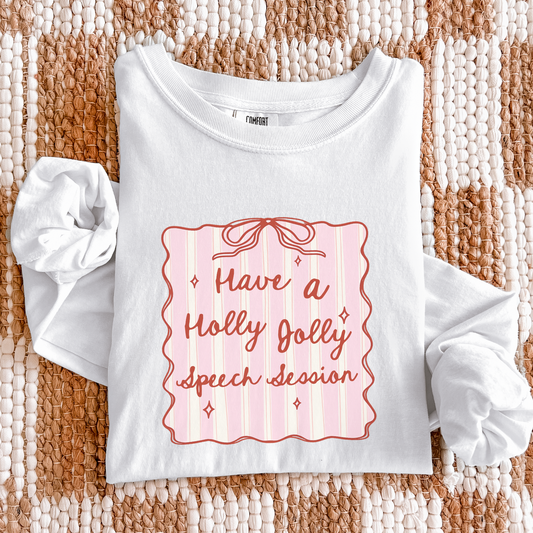 Holly Jolly Speech Session Long Sleeve Comfort Colors T-Shirt