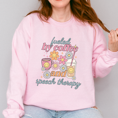 Fueled By Coffee and Speech Therapy Crewneck Sweatshirt